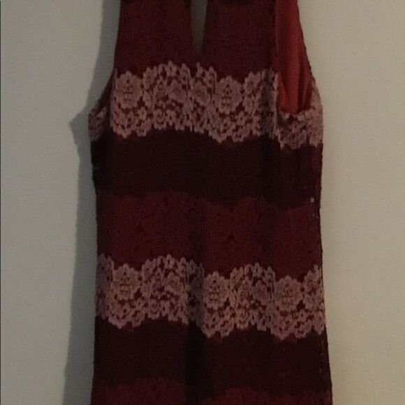 NEW WET SEAL Wine/Apricot Lace Choker Mini Dress L - Picture 2 of 3